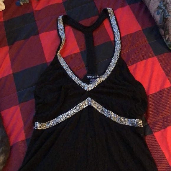 Wet Seal S beaded halter top in black - Picture 2 of 3